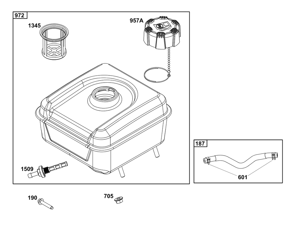 Fuel Supply Group Diagram and Parts List for 10V332-0041-F1  Briggs and Stratton Engine